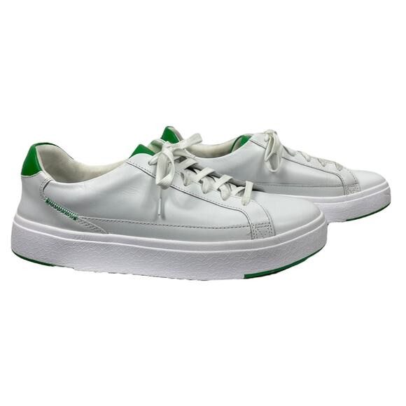 Kizik Vegas Sneakers Clover Green & White Leather Men’s 10.5 Classic Casual - Picture 2 of 13